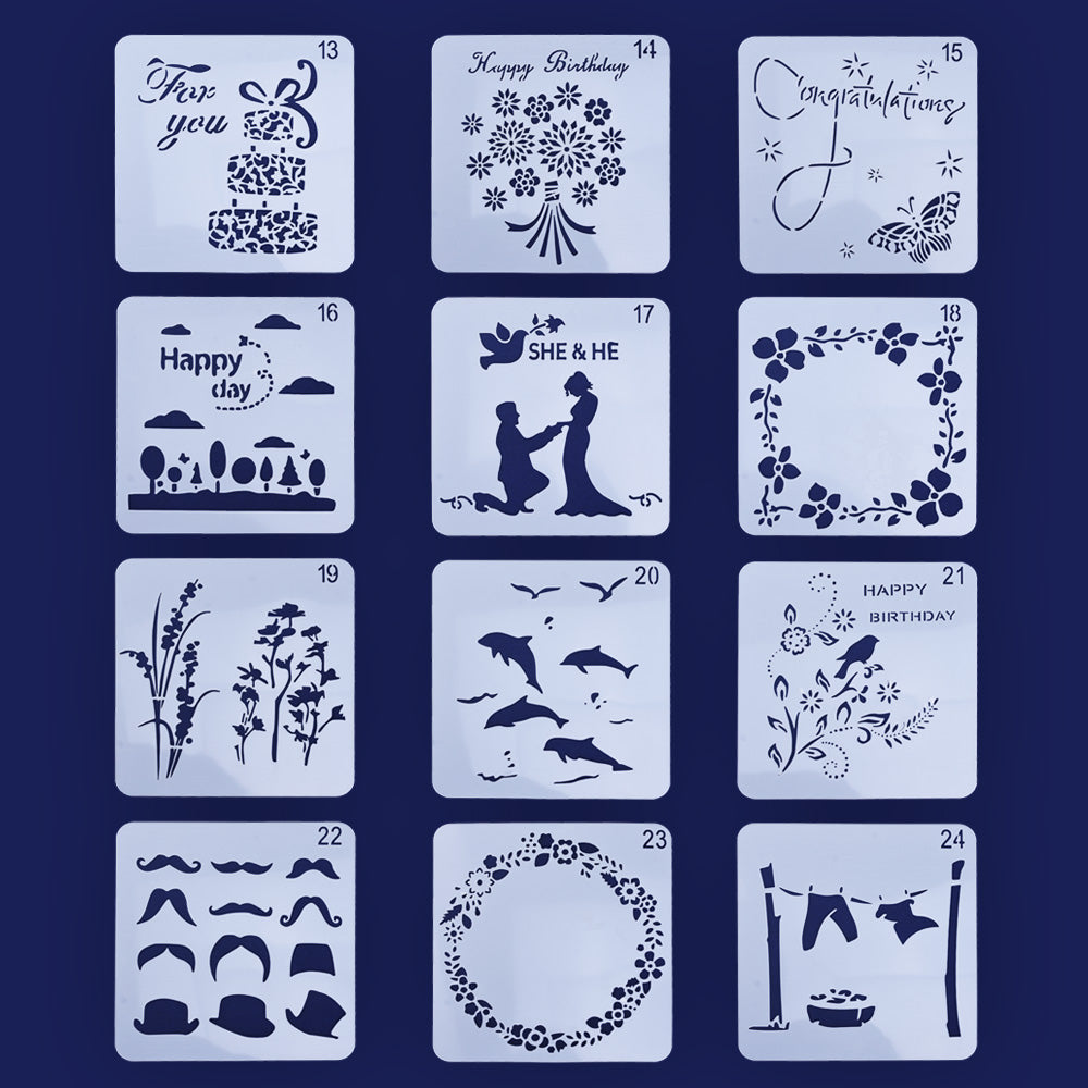 5"*5" 12pcs PET Template Planner Stencil Journal Stencil Set Scrapbooking Stencils planner accessories 1set 10256650