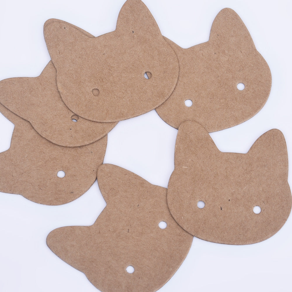 Kraft Paper Pineapple/Life Tree/Cat Shape Earring Card Kraft Display Card Earring Holder 100pcs 10258