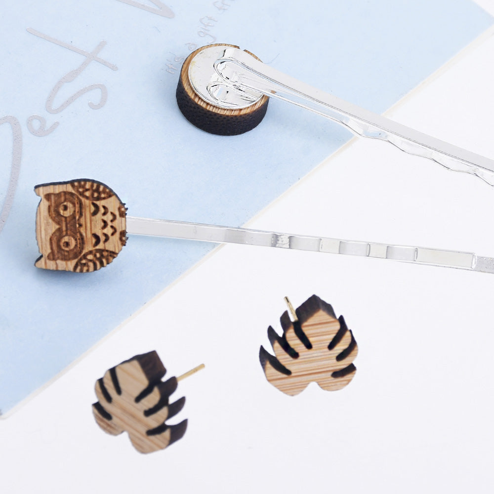 12*12mm Hexagon Geometric Laser Cut wooden cabochons wooden earings wood cut slice disc charm Stud Earring 6pcs 10261154