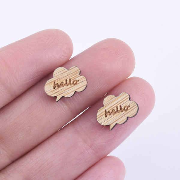 12*8mm DIY Laser Cut Wooden Cloud Charms wooden earrings Laser Cut Jewelry 6pcs 10261153