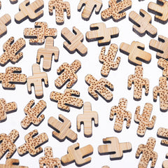 12*7mm DIY Laser Cut Wooden Earring Cactus Wood Charm stud earrings wooden laser cut studs women gift 6pcs 10261159