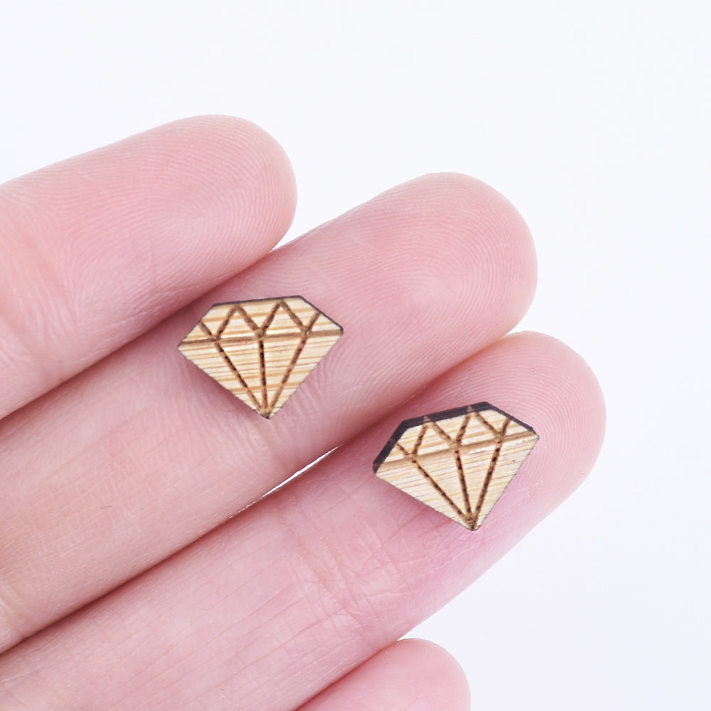 12*8mm Diamond Wood Charm Laser Cut Diamond Shapes wooden earrings Charms Cabochons Supplies 6pcs 10261162