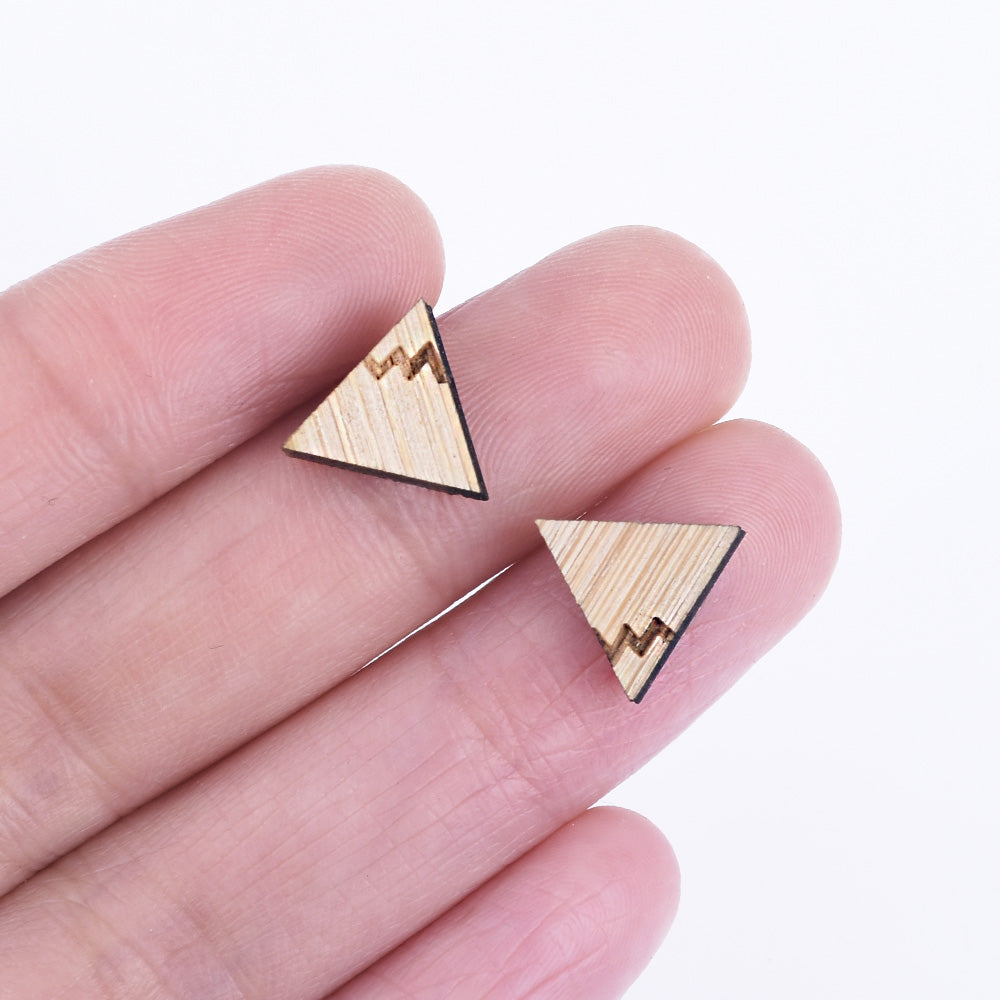 11*10mm Wood Laser Cut Mountain Charms Cabochons Shapes Supplies Triangle Earring Supplies Cabochons 6pcs 10261165