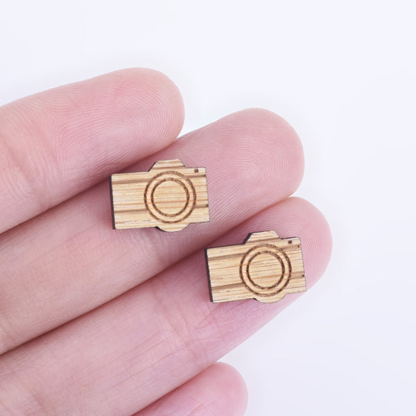 12*9mm DIY Laser Cut Wooden Camera Charms Wood Charm Laser Cut Supplies Earring Supplies Wood Cabochons 6pcs 10261174