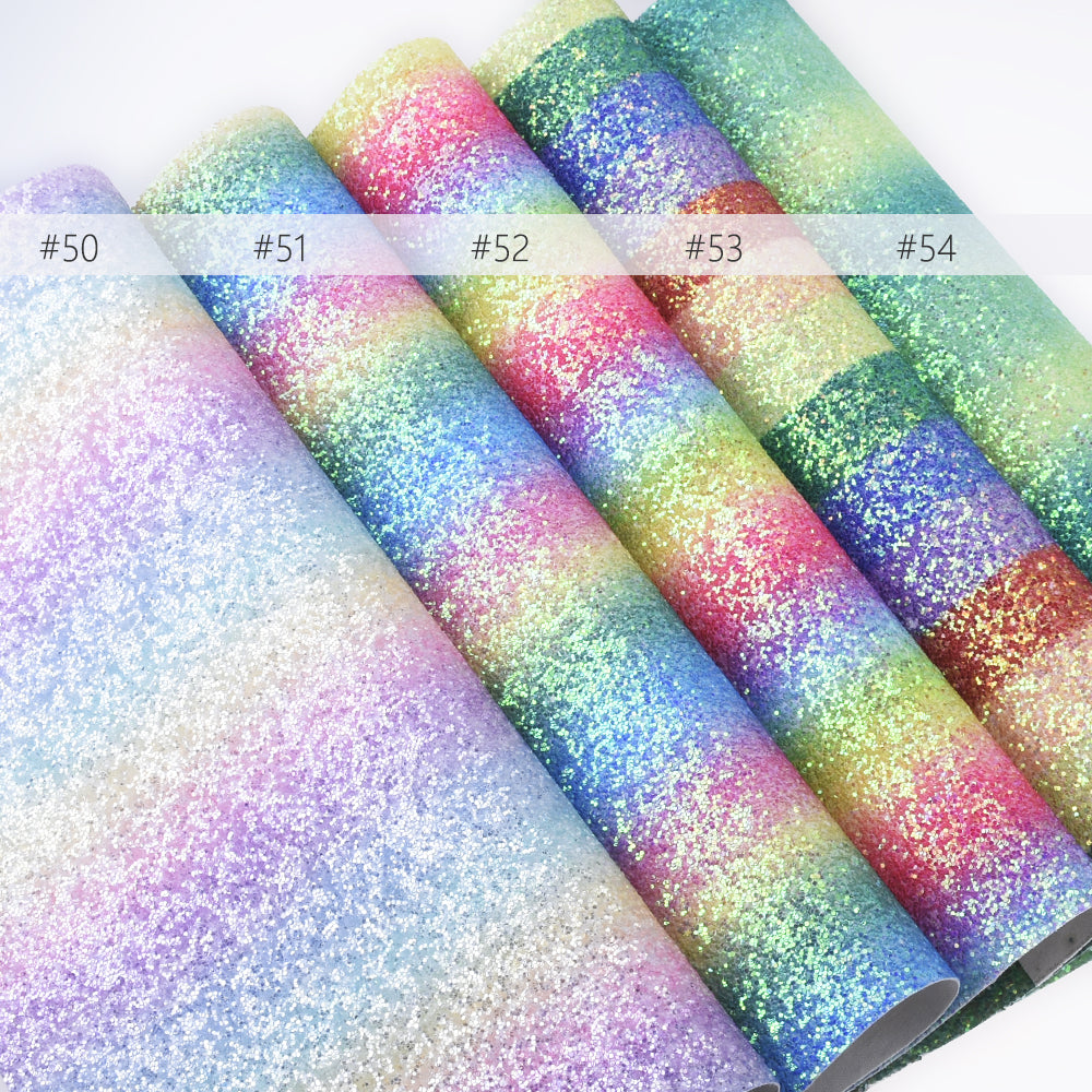 8*12" Glitter Faux leather sheets Rainbow Leather Sheets PU fabric Sheets DIY hair bow jewelry making 1pcs 102625