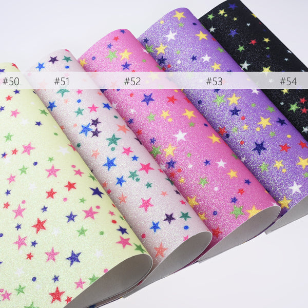 8*12" Night sky star Glitter Faux Leather Fabric Sheet Earring bag keychain Supplies 1pcs 102627