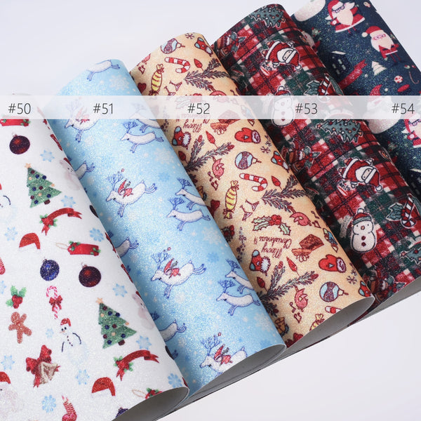 8*12" Merry Christmas Faux leather sheets Synthetic Leather Fabric Sheets for bag keychain 1pcs 102635