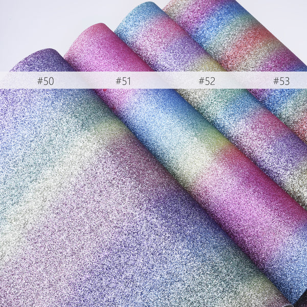 8*12" Silver Rainbow Glitter Faux leather sheets Glitter Fabric for Crafts and Hair Bows 1pcs 102636