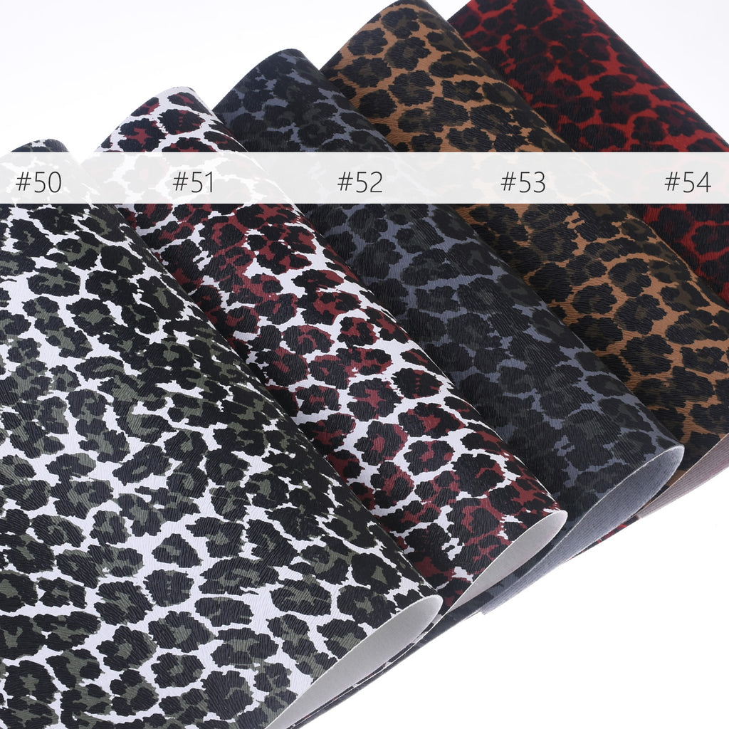 8*12" Leopard Pattern Faux leather sheets Synthetic PU Leather Fabric Sheets Craft supplies 1pcs 102653