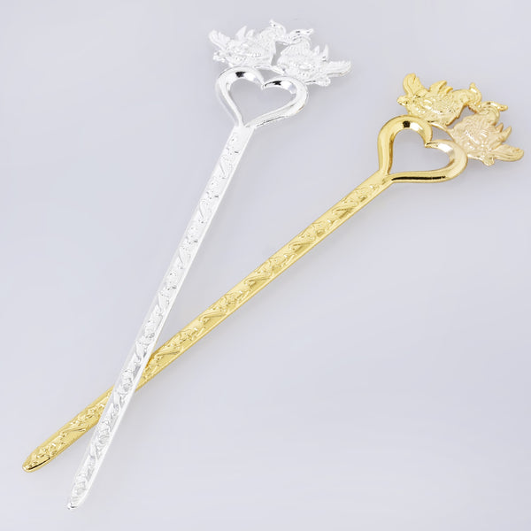 160*40*3mm Alloy hair stick Hairpin Bookmark Hair Pin Stick Lover Bird Women Hair Accessory 5pcs 102658