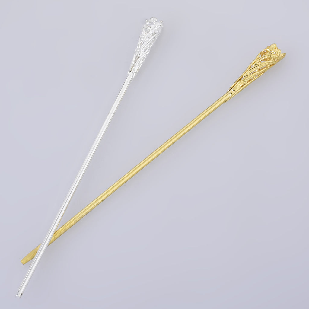 160*8*3mm Alloy Hairpin Hair Stick Hair Clip brass Flower Hair Findings Hair Accessories for Women Gift 5pcs 102663