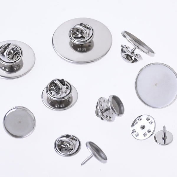 Stainless Steel Lapel Pin Brooch base Settings Tie Tack Blank Pins fit round cabochons DIY Crafts 20pcs 102683