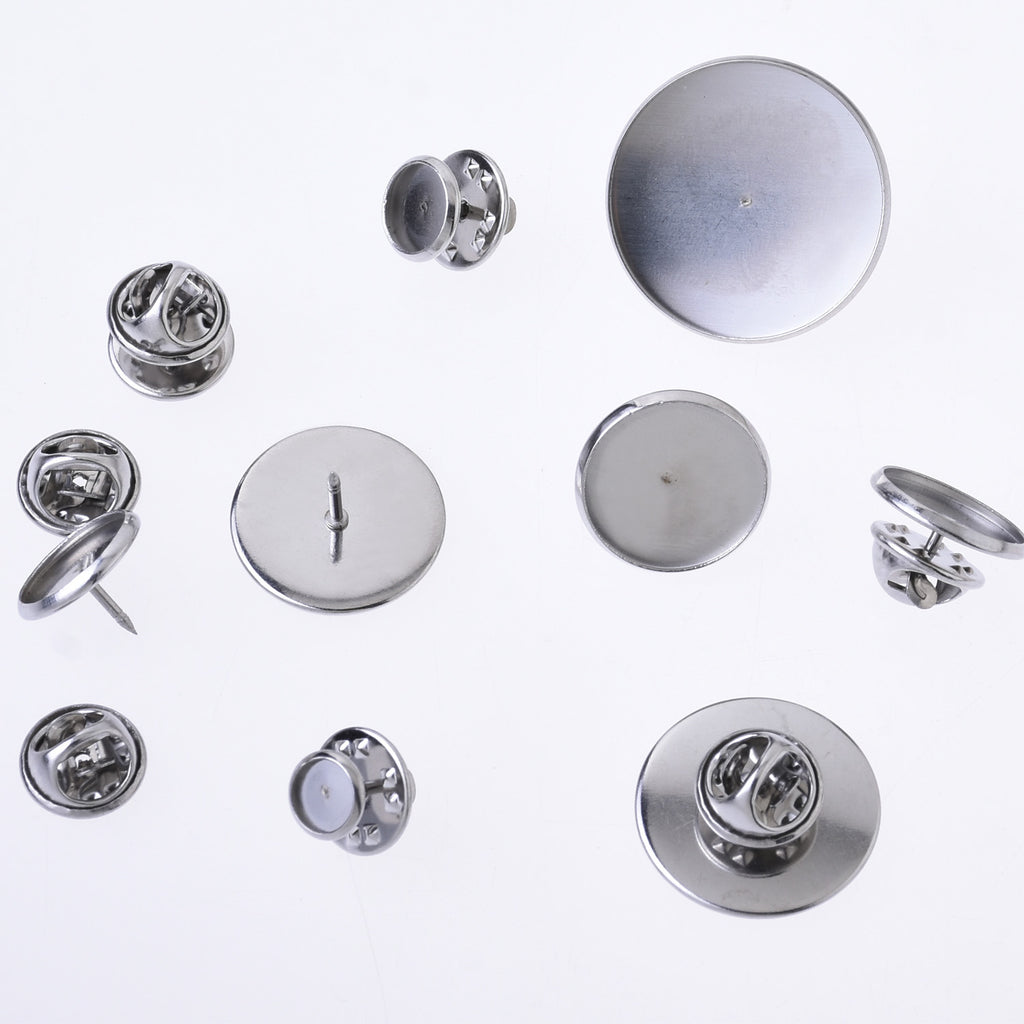 20sets/lot Stainless Steel Round Clasps Pin Tie Tacks Blank Pins DIY  Jewelry Set