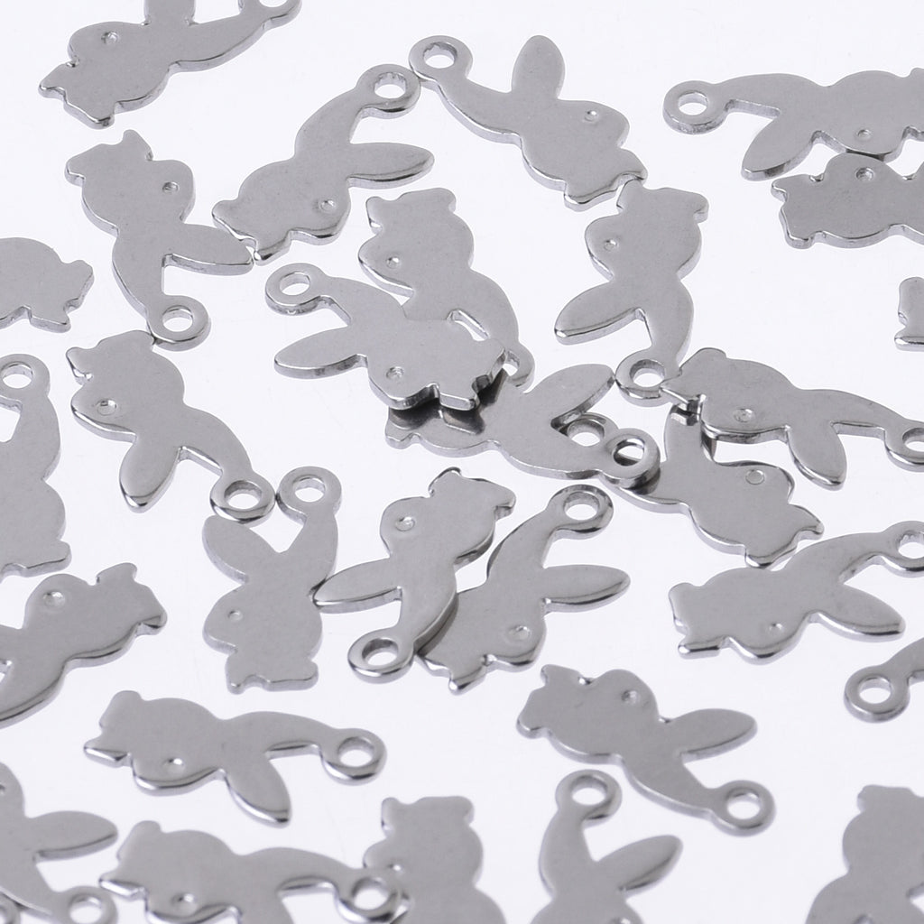 Stainless Steel charms pendant Blank Stamping Tag Pendants Butterfly Dolphin Rabbit Bear Dragonfly Star to choose 50pcs 102684