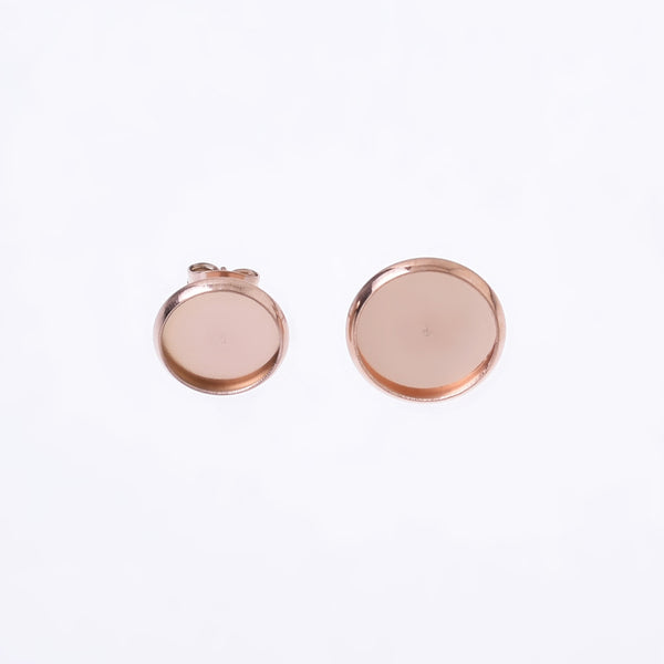 Stainless steel Bezel Earring Studs 10/12mm tray cabochon earring setting For Jewelry Making 10pcs 102698