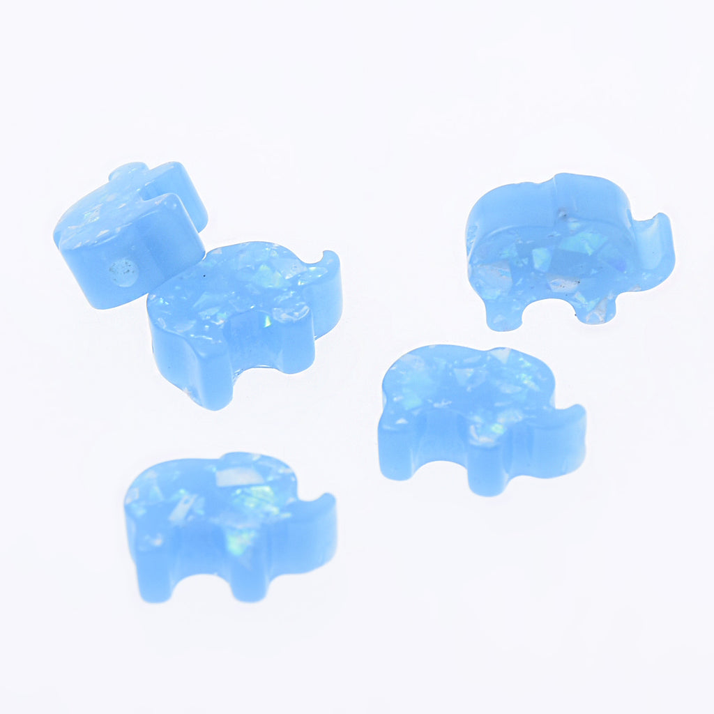 10.5*7.8mm Elephant Artificial Opal Hamsa Resin Opal Beads 1.5mm hole charm opal handmade necklace pendant 20pcs 102704