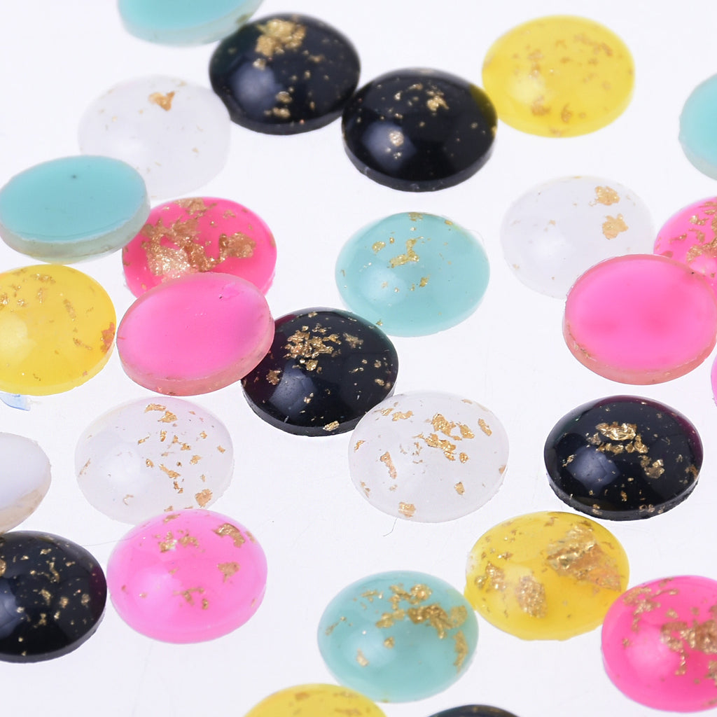 8mm Artificial Opal Hamsa Resin Round Flat Back Opal stone Resin Opal Cabochon for DIY Pendant Findings 50pcs 102713