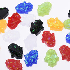 12*14mm Artificial Opal Hamsa Resin Opal Beads without hole Hand Bead Charm Pendant Wholesale 20pcs 102714