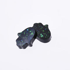 12*14mm Artificial Opal Hamsa Resin Opal Beads without hole Hand Bead Charm Pendant Wholesale 20pcs 102714