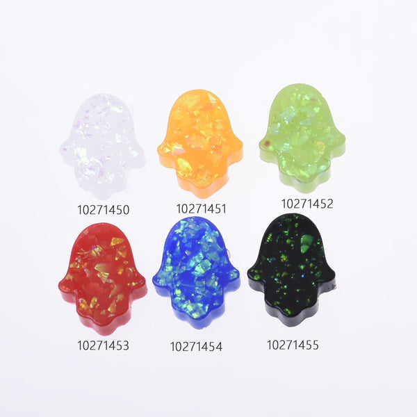 12*14mm Artificial Opal Hamsa Resin Opal Beads without hole Hand Bead Charm Pendant Wholesale 20pcs 102714