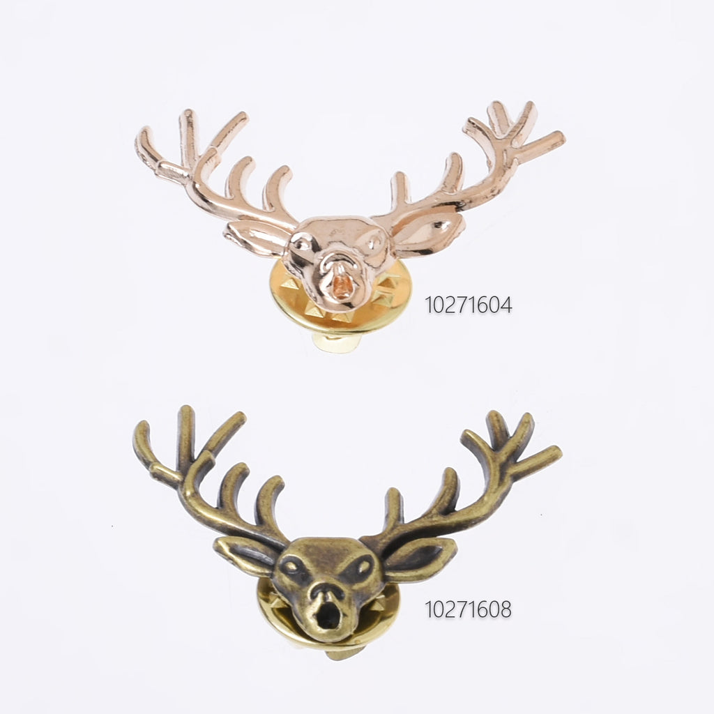 25*35mm Alloy Retro Elk head brooch Collar Shirt Suit Collar Lapel Pin Collar Metal Brooch Jewelry 10pcs 102716