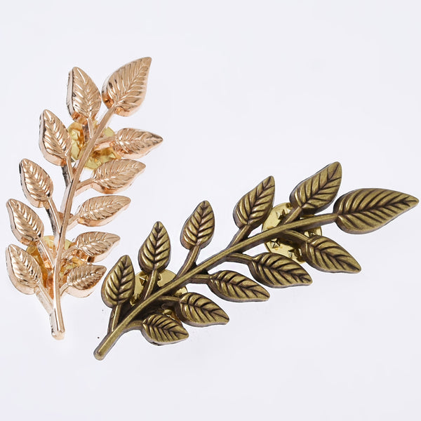 21*66mm Retro Alloy Leaf collar clips Collar Pins Brooch universal brooch shirt suit collar pin Clothes Accessories 10pcs 102718