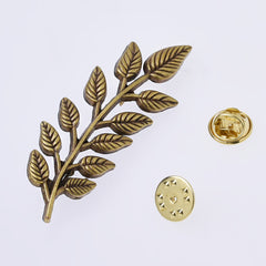 21*66mm Retro Alloy Leaf collar clips Collar Pins Brooch universal brooch shirt suit collar pin Clothes Accessories 10pcs 102718