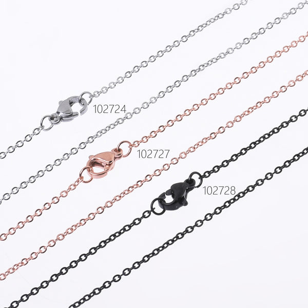 304 Stainless Steel cross O Flat Link Chain width 1.6*0.4mm Jewelry Chains 18"/20"/24" length color to choose DIY Accessorry 10pcs