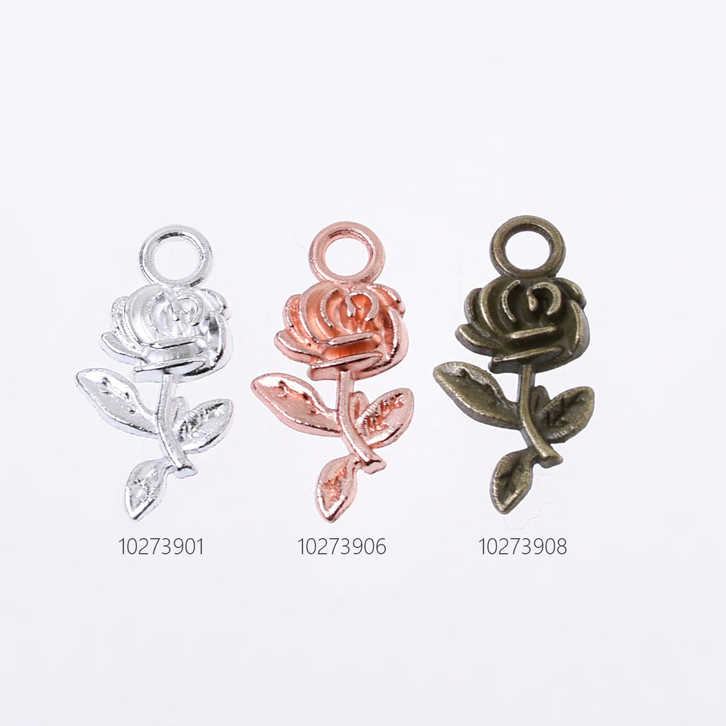 10*21mm Alloy Rose pendant Rose Charm Rose Pendant Necklace for Women Mothers Day 50pcs 102739