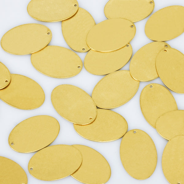 3/4*1 1/8" Brass Oval Blank Stamping Tags Oval Connectors With 2mm Hole metal blanks 18Gauges 20pcs 10275550