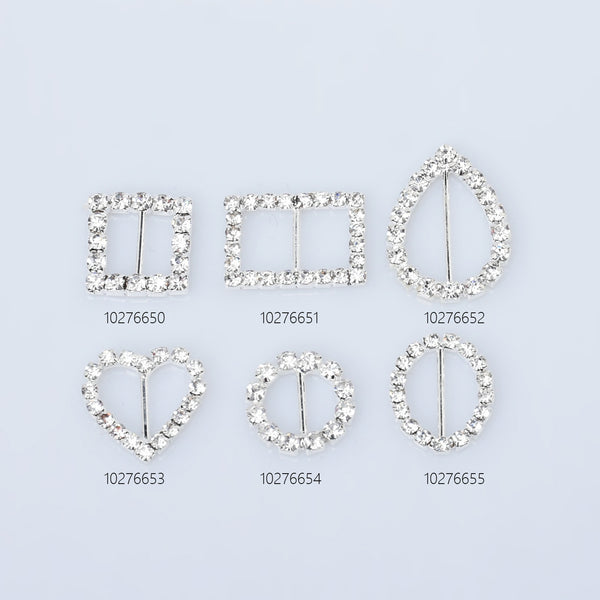 Bling Metal Rhinestone Buckle Sliders Square/Rectangle/teardrop/Heart/Round/Oval shape ribbon sliders DIY Jewelry 10pcs 102766