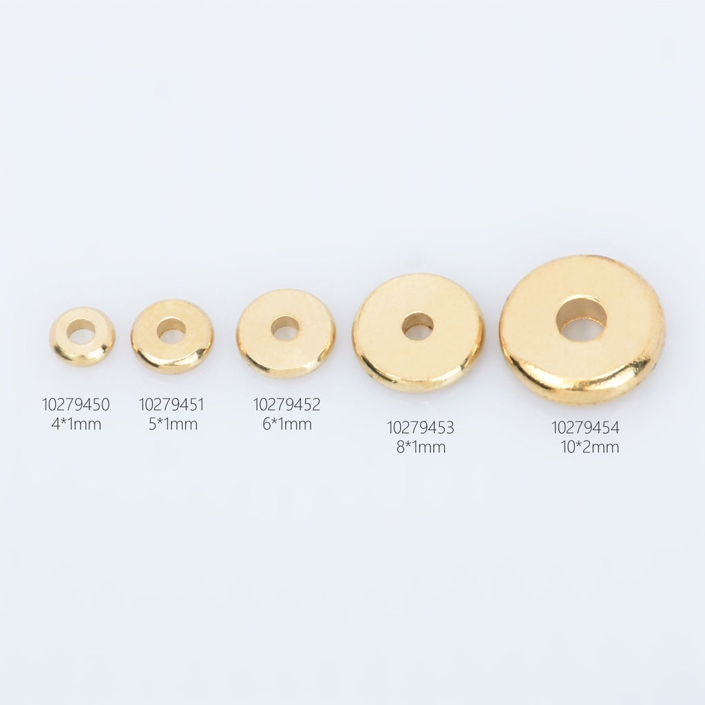 Brass Spacer Beads 4/5/6/8/10 mm Round Discs Flat Beads Spacers Rondelle Spacer Donuts Findings 100pcs 102794