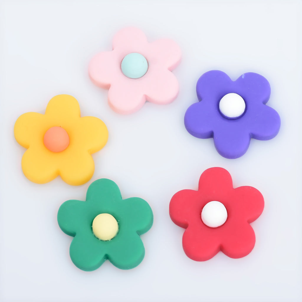 25mm Resin flower Flatback Cabochons Hair Clips Flowers Accessories Party Decoration DIY Jewelry 20pcs 102813