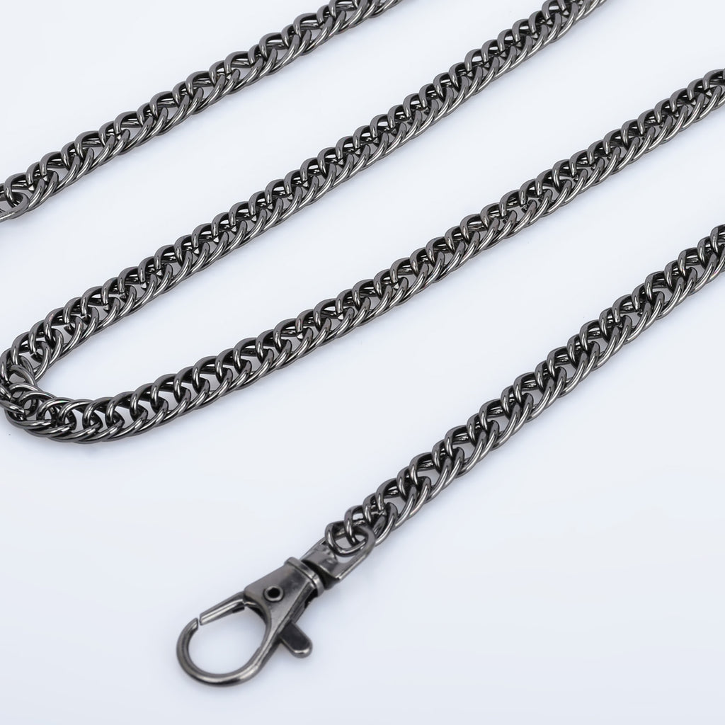 Rosebeading 7.5mm Width Double Chain Iron Shoulder Handbag Purse Strap Chain Metal Crossbody Bag Chain Strap 60cm/120cm Length to Choose 1Pcs 10281 120 cm / Gun