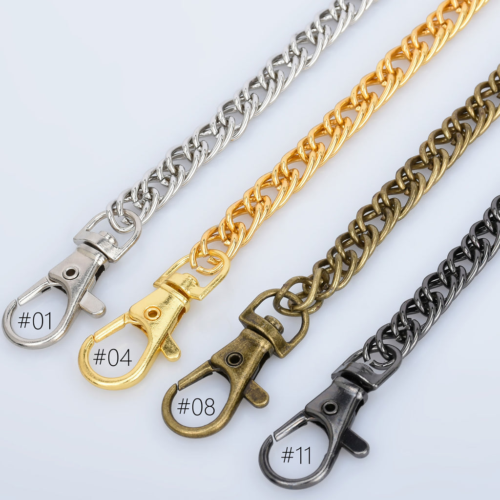7.5mm Width Double Chain Iron Shoulder Handbag purse Strap Chain Metal Crossbody Bag Chain Strap 60cm/120cm Length to choose 1pcs 10281