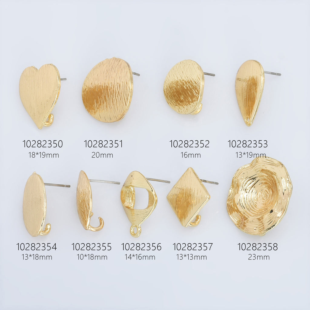 Alloy Curved Post Earrings Findings Simple Connector Stud Ear Accessories DIY Making Jewelry Golden Plated 6pcs 102823