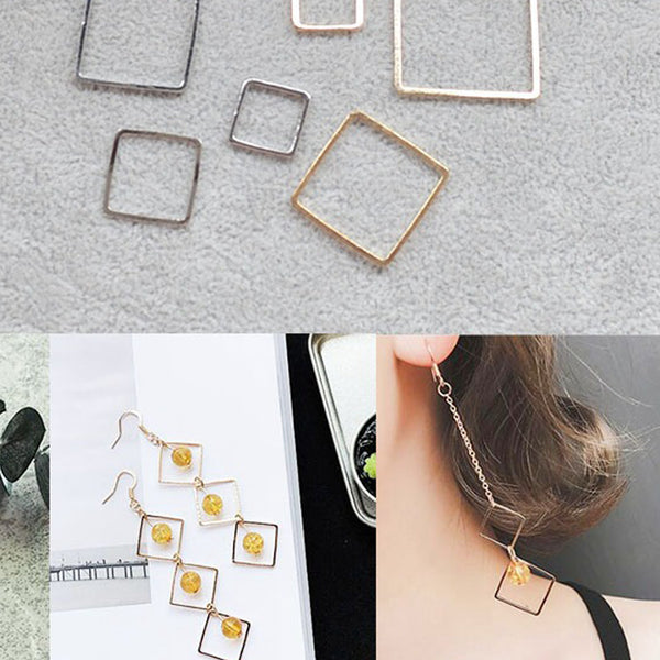 Brass 25mm/20mm Square Earrings accessories earrings connector Geometric Hoop Square Drop Dangle Earrings 10pcs 102824
