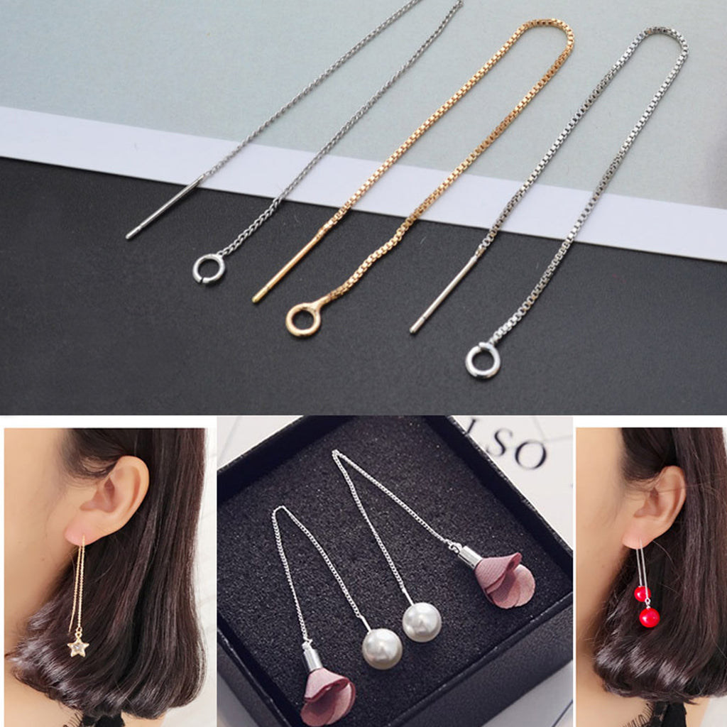 Brass 3 5/8" Thread Earrings Threader Ear wires Earring Findings Chain Earrings Ear Chain Wire Thread 6pcs 102826