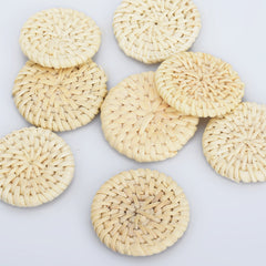 Natural Rattan Wood Earring Hoops Geometric shape Wooden Charms Handwoven diy Wooden Straw Earring 2pcs 102828
