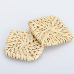 Natural Rattan Wood Earring Hoops Geometric shape Wooden Charms Handwoven diy Wooden Straw Earring 2pcs 102828