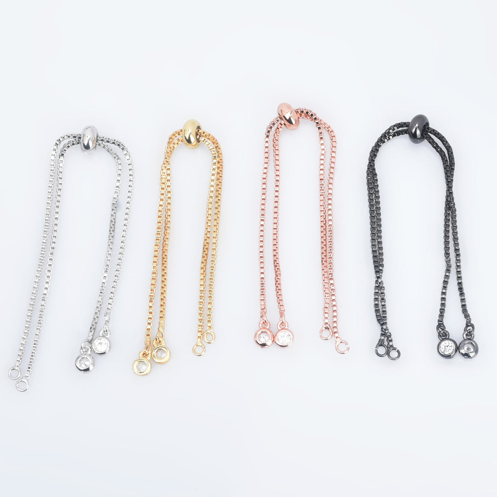 Brass Half finished Adjustable Chain Bracelet Sliding Bracelet chain with Rubber Stopper Beads Expandable Bracelet 1pcs 102850