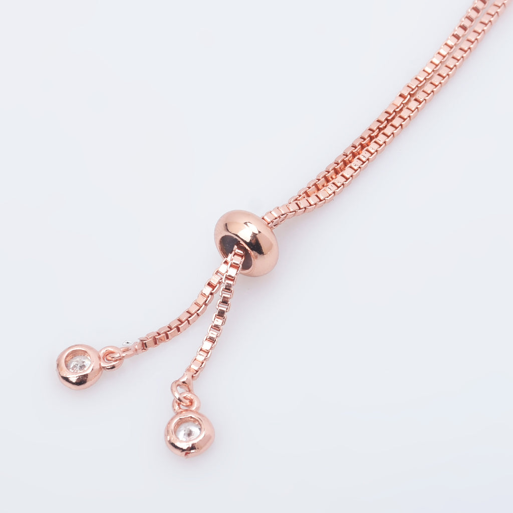 Brass Half finished Adjustable Chain Bracelet Sliding Bracelet chain with Rubber Stopper Beads Expandable Bracelet 1pcs 102850