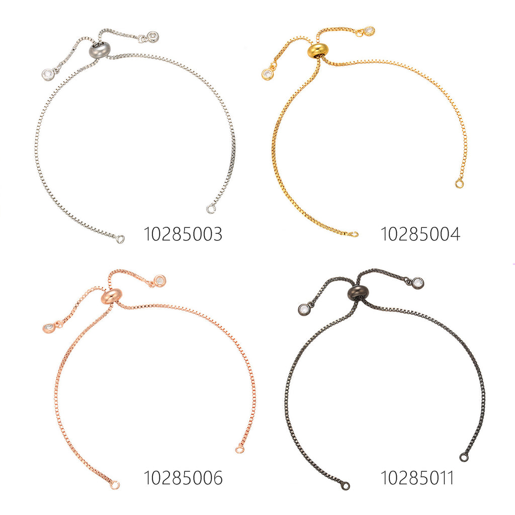 Brass Half finished Adjustable Chain Bracelet Sliding Bracelet chain with Rubber Stopper Beads Expandable Bracelet 1pcs 102850