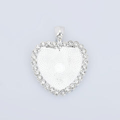 Heart Rhinestone Pendant Trays 25mm Blank Base Bezel Pendant Settings for Glass Jewelry Findings 5pcs 102852