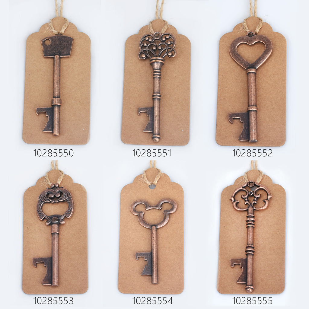 Zinc alloy Vintage Skeleton Key Bottle Opener with Escort Tag Card Wedding Decorations DIY Supplies 10pcs 102855