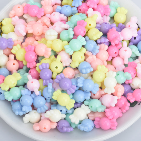 9*17mm Candy Plastic Beads Acrylic Beads Hard Candy Beads Opaque Bright Color Mixed 100pcs 10285749