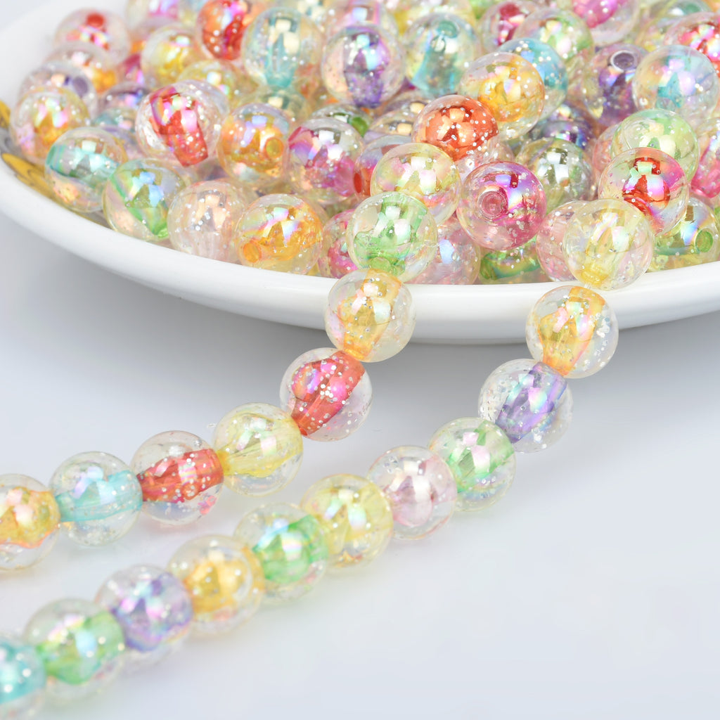 10mm/14mm Pastel Beads Plastic round Beads Mix Translucent Acrylic or Resin Beads Random mixed Bead Supplies 100pcs 102858