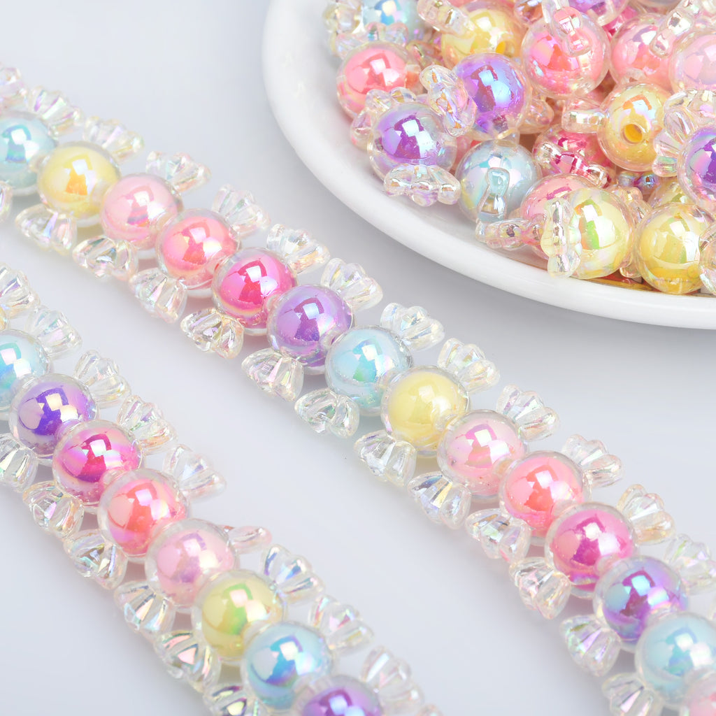22*10mm Pastel Beads Candy Plastic Beads AB Translucent Glitter