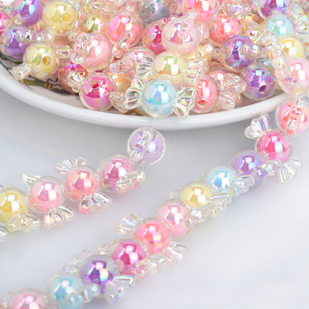 22*10mm Pastel Beads Candy Plastic Beads AB Translucent Glitter Acrylic or Resin Beads Random mixed Children DIY Jewelry accessories 50pcs 10285949