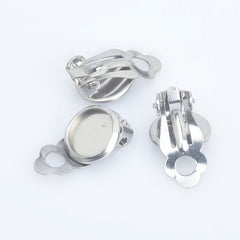 Stainless Steel Ear Clip Earring Base Earring blank trays fit 8/10/12/16/18/20mm Round Bezel Cup for jewelry making 20pcs 102866